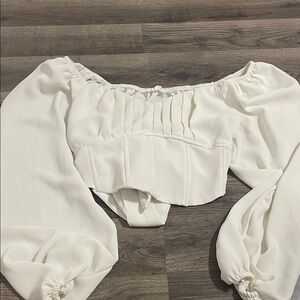 Blu Pepper Cream Off-Shoulder Blouse